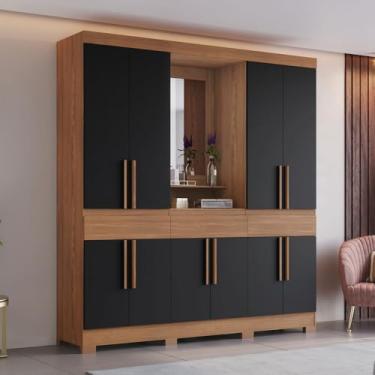 Imagem de Guarda-Roupa Casal B374 10 Portas 3 Gavetas com Espelho Nature/Preto Hp - Briz