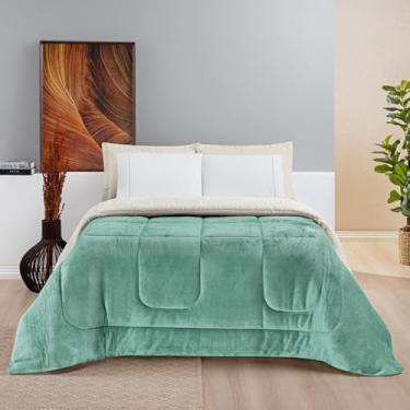 Imagem de Cobertores KING size FOFÃO Gigante Lã Manta Sherpa Edredom Grosso Coberdrom frio intenso (Verde Alecrim)