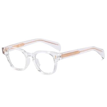 Imagem de Armação de óculos feminina retrô transparente anti-luz azul masculina (transparente)