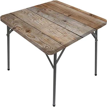 Imagem de Capa de mesa de madeira ajustada, estampa de textura de prancha de madeira, toalha de mesa impermeável interna/externa, sala de jantar de pátio e cozinha, serve para mesa de 122 x 182 cm