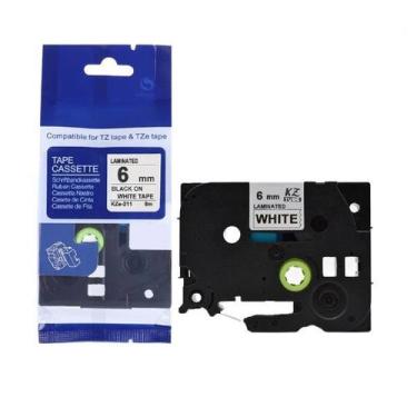 Imagem de Fita Compatível Brother Tz Tze 211 Branca Letra Preta 6mm - Genérica B
