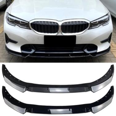 Imagem de Difusor de para-choque dianteiro compatível com 3 séries G20 G21 320i 325i 2019-2022 Kit de carroceria divisor de lábio de para-choque dianteiro Spoiler acessórios para carro (preto brilhante)