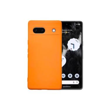 Imagem de Casecious Compatível com Google Pixel 7A Capa traseira básica de gel de silicone líquido macio para celular (laranja)