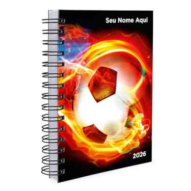 Imagem de Agenda 2026 Personalizada Sport Bola De Futebol Fire Preta