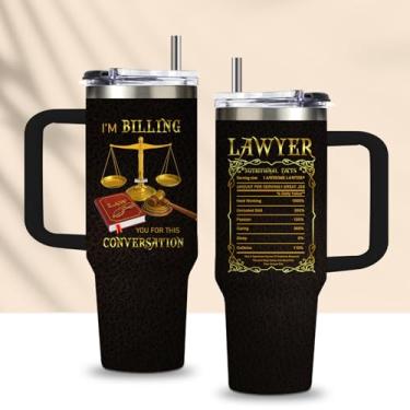 Imagem de CGMIBAS Presentes de advogado para homens e mulheres isolados de aço inoxidável 850 g Copo de advogado com tampas e canudos Canecas de café para estudantes de advogados presentes para advogado