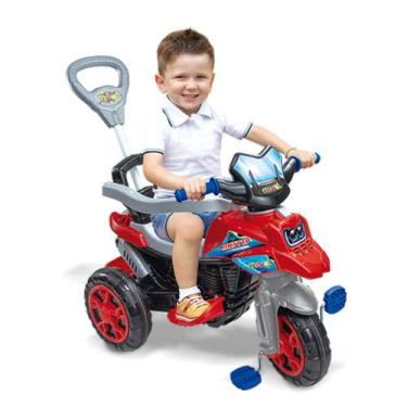 Imagem de Carrinho De Passeio Triciclo Infantil Moto Trail Vermelha - Maral, Ver