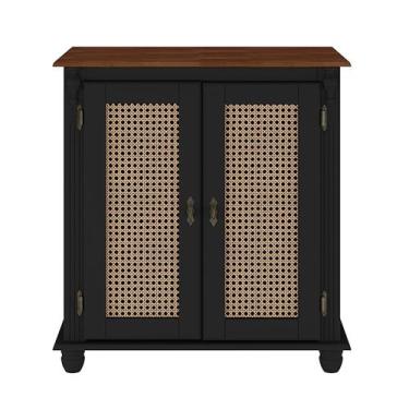 Imagem de Gabinete para Banheiro de Madeira Veneza com 2 Portas de Rattan e Pés 