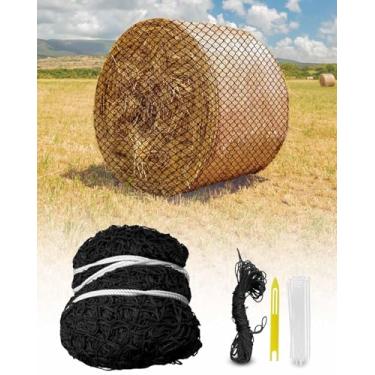 Imagem de MQLPXI Rede de feno redonda grande de 1,5 x 1,5 m para gados pesados, fardo inteiro, alimentador lento sem nós para fardos redondos 10 x 12 x 12 cm e fardo quadrado 3 x 3 x 8 4 x 4 x 8