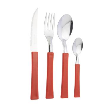 Imagem de Faqueiro Martinazzo Una em Metal com Cabo Plástico Vermelho 20 Peças