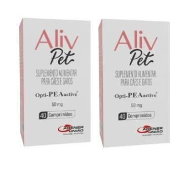 Imagem de 2 Aliv Pet 50 Mg Suplemento Alimentar para Cães Cachorro Cão Gatos 80 