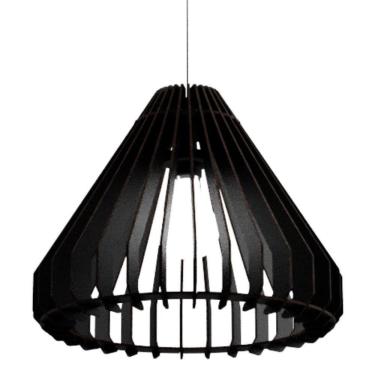 Imagem de Luminária Teto Tipo Pendente Cone Mdf - Completa Cor: Preta