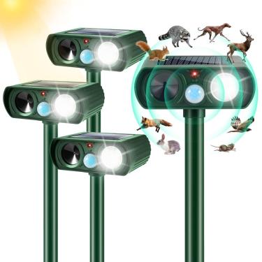 Imagem de Repelente solar de animais JahyElec, pacote com 4, com detecção de movimento