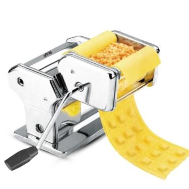 Imagem de Maquina Preparar Macarrao Ravioli Dupla 5 Em 1 Lasanha Cilindro Prepara 5 Tipos De Massas Em Inox