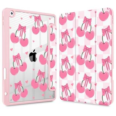 Imagem de May Chen Capa para iPad 9ª geração com suporte para lápis, iPad 8ª/7ª geração de 10,2 polegadas, [Suporte de caneta] Capa traseira transparente com suporte de três dobras para despertar/hibernar, rosa