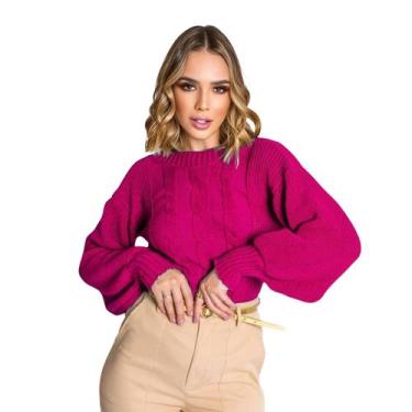 Imagem de Blusa Feminina Outono Inverno Tricot Grosso Frio Suéter Feminino Tricô