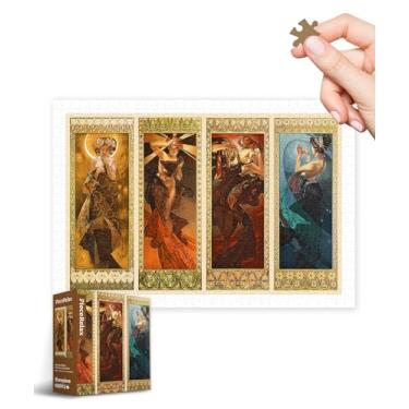 Imagem de PieceRelax Quebra-Cabeças De Plástico Para Adultos, 600 Peças - Alphonse Mucha, A Lua E As Estrelas, Os Jogos Mesa Mais Gratificantes, Presentes Sem Necessidade Tapete Quebra-Cabeça [H3670]