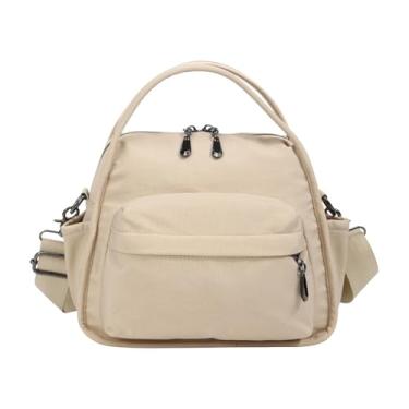 Imagem de CORIOS Bolsa Oxford feminina à prova d'água, de ombro, casual, leve, com alça superior, bolsa carteiro Hobo, Bege, Large