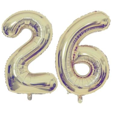 Imagem de Champagne Gold 26 Number Balloons, 40 Inch Giant Number 26 Balloons Foil Mylar Helium Light Gold Number Balloons for 26th Birthday Party Supplies Anniversary Event Celebration Decorations
