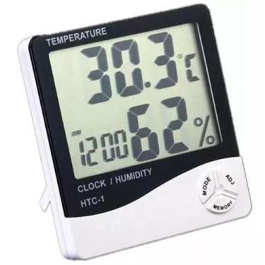 Imagem de Termo Higrometro Digital Relogio Medidor Temperatura Umidade - Ideal