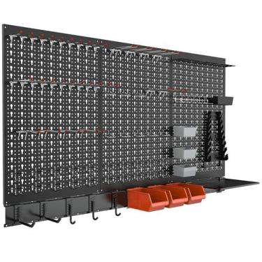 Imagem de Sistema organizador de parede Pegboard TORACK 109PCS para garagem