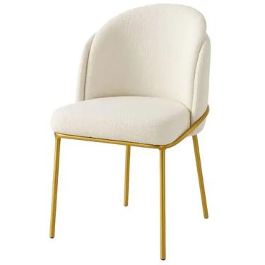 Imagem de Cadeira Aurora Bouclé Off White Metal Dourado - C&amp;M Decor