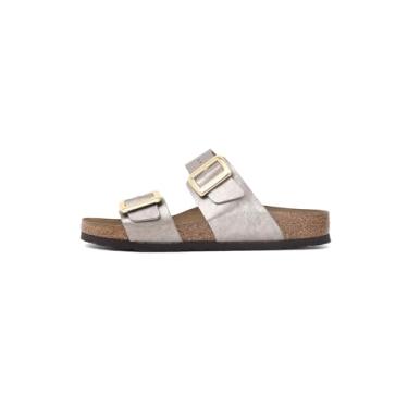 Imagem de Birkenstock Sandália feminina Sydney Luxe Buckle-Graceful, Cinzento-acastan, 8-8.5 Narrow