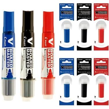 Imagem de Pincel Quadro Branco e Refil V Board Master Pilot Kit 03 Unidades e 06