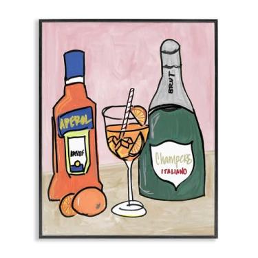 Imagem de Stupell Industries Aperol And Champagne Black Framed Giclee Art Design por NOLA JAMES, 14 x 11