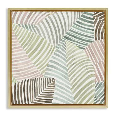 Imagem de Stupell Industries Arte de parede em tela flutuante emoldurada dourada com ilusão de folhagem listrada por Errico & Slyp, 25 x 25