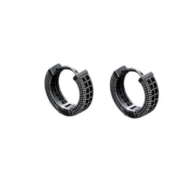Imagem de Brincos masculinos pequenos de argola preta para cartilagem de zircônia cúbica delicada, joia hipoalergênica, Zinco, Sem pedra preciosa