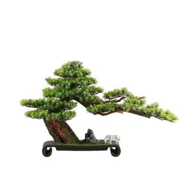 Imagem de Bonsai artificial de plantas artificiais com base de cerâmica, decoração de plantas falsas para sala de estar, entrada, escritório, bonsai artificial