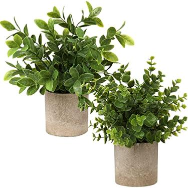 Imagem de Vaso de plantas artificiais para decoração de interiores e escritórios, plantas sintéticas fofas para ambientes internos, mini plantas artificiais para decoração de prateleiras, mesa, banheiro, lareira, cozinha (planta artificial #05)