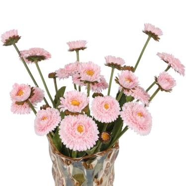 Imagem de INSUNSIX 8 peças de flores artificiais de crisântemo para decoração de casa (rosa claro)