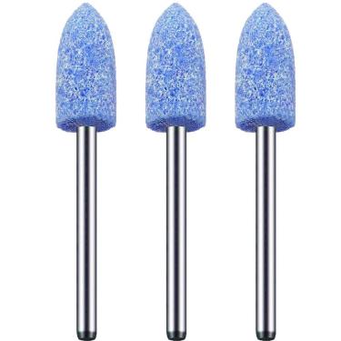 Imagem de Kit 3 Ponta Montada 8Mm Azul Bala Haste 3Mm Micro Retífica