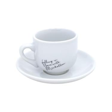 Imagem de Conjunto De Xícaras 80ml De Porcelana Com Pires Chá Café Da Manhã Coffee Selecione Modelo (Falling in Love)