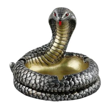 Imagem de Cinzeiro de resina com design de esqueleto de cobra gótico decoração de Halloween cinzeiro engraçado legal para fumantes acessório de resina exclusivo para fumar presente para homens mesa escritório
