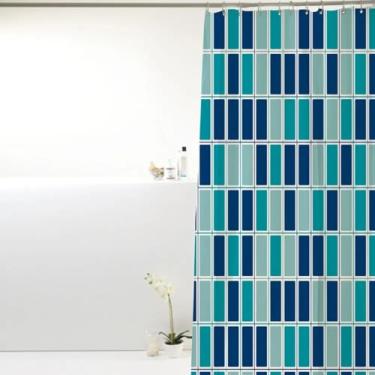 Imagem de Cortina Box Banheiro Antimofo 180x160cm C/Varão 70 A 120cm (Pastilhado azul)