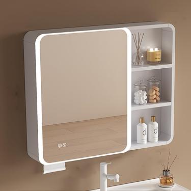 Imagem de Armário De Remédios Com Espelho E Prateleiras, Armário De Armazenamento De Banheiro Montado Na Parede, Espelho De Vaidade Com Armazenamento Antiembaçante, Pra, One Color, 90 * 70cm/35 * 27in