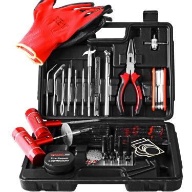 Imagem de AWELCRAFT Kit de plugue de pneu profissional resistente - Conjunto de 108 peças de caixa de ferramentas de caminhão para motocicleta, carro, ATV, Jeep, caminhão, trator kit de reparo de pneu plano