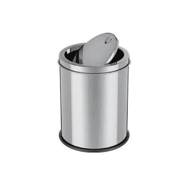Imagem de Lixeira Em Inox Com Tampa Basculante 5L Elegância Higiene E Praticidade