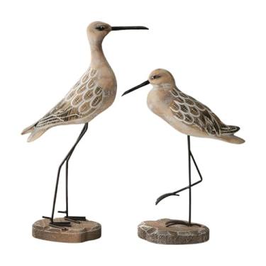 Imagem de XLWLLNJ 2 Estátuas de Pássaros Vintage, Estatuetas de Animais Marinhos, Enfeites de Mesa Minimalistas, Escultura Rústica Realista de Pássaros Marinhos para Co, Marrom, Tamanho real