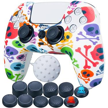 Imagem de 9CDeer 1 capa protetora com impressão de transferência de silicone + 10 alças de polegar para PlayStation 5 / PS5 Controller Pirate