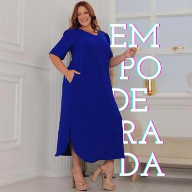 Imagem de Vestido Longo Plus Size Curvy Manga Curta Large Tendência - Lia Rosa, 