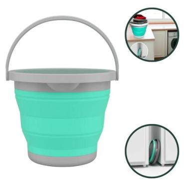 Imagem de Balde Retrátil Dobrável FlashLimp 5 Litros Verde com Alça - Flash Limp