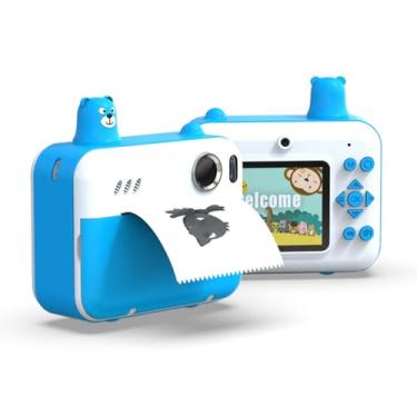 Imagem de Dpofirs Câmera de Filme Instantânea de 1080p, Câmeras Duplas HD de 8MP Com Tela de 2,4 Polegadas, Câmera de Selfie Térmica Portátil MP3 Player para Aniversário de Férias (Azul)