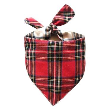 Imagem de Cachecol xadrez vermelho para cães de tamanho pequeno, 52 cm