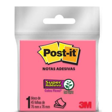 Imagem de Bloco adesivo 3M post-it 76X76mm rosa 45 folhas