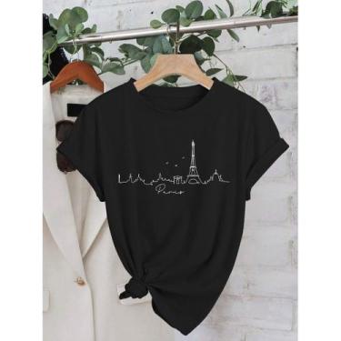 Imagem de Camiseta Feminina T-shirt Paris Cidade Paisagem Torre Eiffel 100% Algo