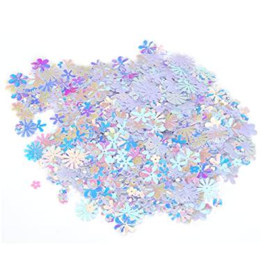 Imagem de TOPINCN Lantejoulas de Confete Em Forma de Flor Em Forma de Glitter Decoração de Casamento para Casamento de de Festas de Suprimentos de Decoração de Peças (Branco colorido)