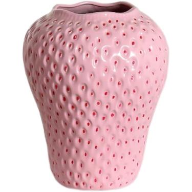 Imagem de Vaso De Cerâmica Decorativo De Morango, Vasos De Morango Modernos Para Flores Vintage Strawberervase Sala De Estar Cozinha Jardim Vaso De Escritório Deko Vermelho, Pink, M